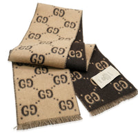 Brown Beige Wool GG Freeda Scarf