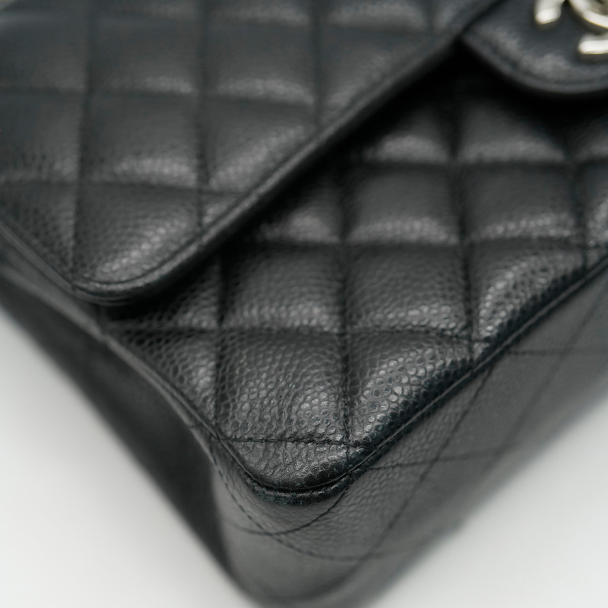 Black Quilted Medium Classic Double Flap Bag