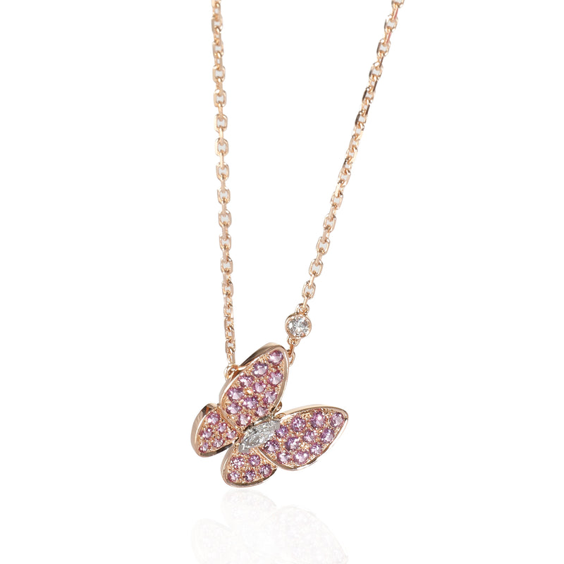 Two Butterfly Sapphire Pendant Necklace