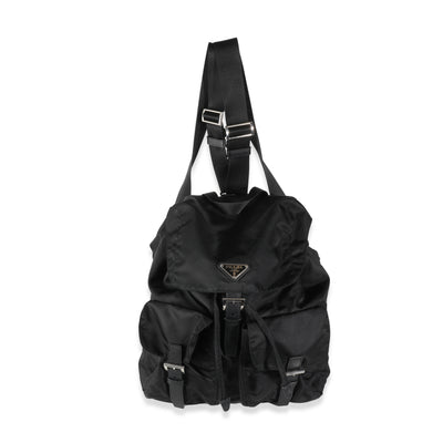 Black Tessuto Nylon Small Logo Backpack