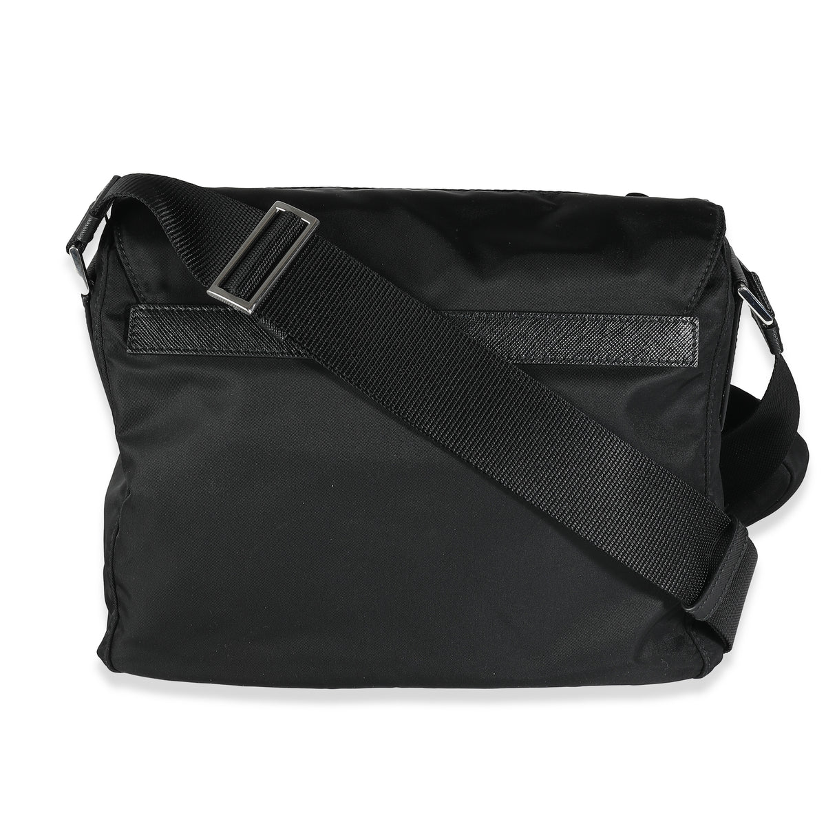 Black Re-Nylon Front Pocket Shoulder Bag