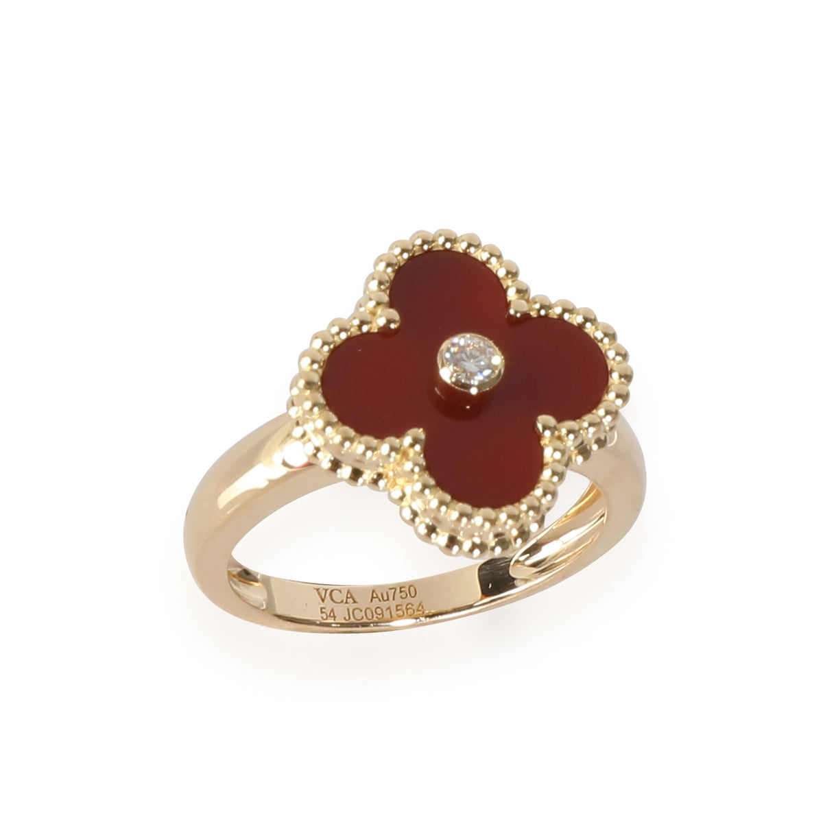 Van Cleef & Arpels Vintage Alhambra Carnelian Ring in 18K Yellow Gold 0.05 CTW