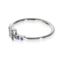 T Wire Blue Sapphire Ring in 18k White Gold 0.14 CTW