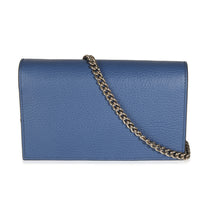 Blue Dollar Calfskin Interlocking G Chain Wallet