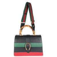 Black Green Red Calfskin Large Bamboo Dionysus Top Handle