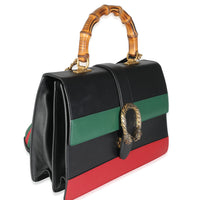 Black Green Red Calfskin Large Bamboo Dionysus Top Handle