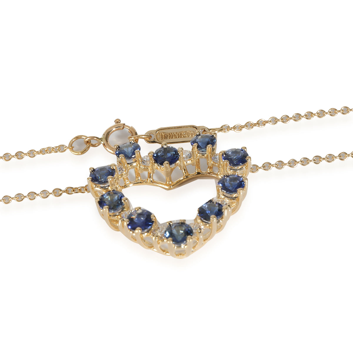 Vintage Sapphire Diamond Fashion Pendant in 18K Yellow Gold