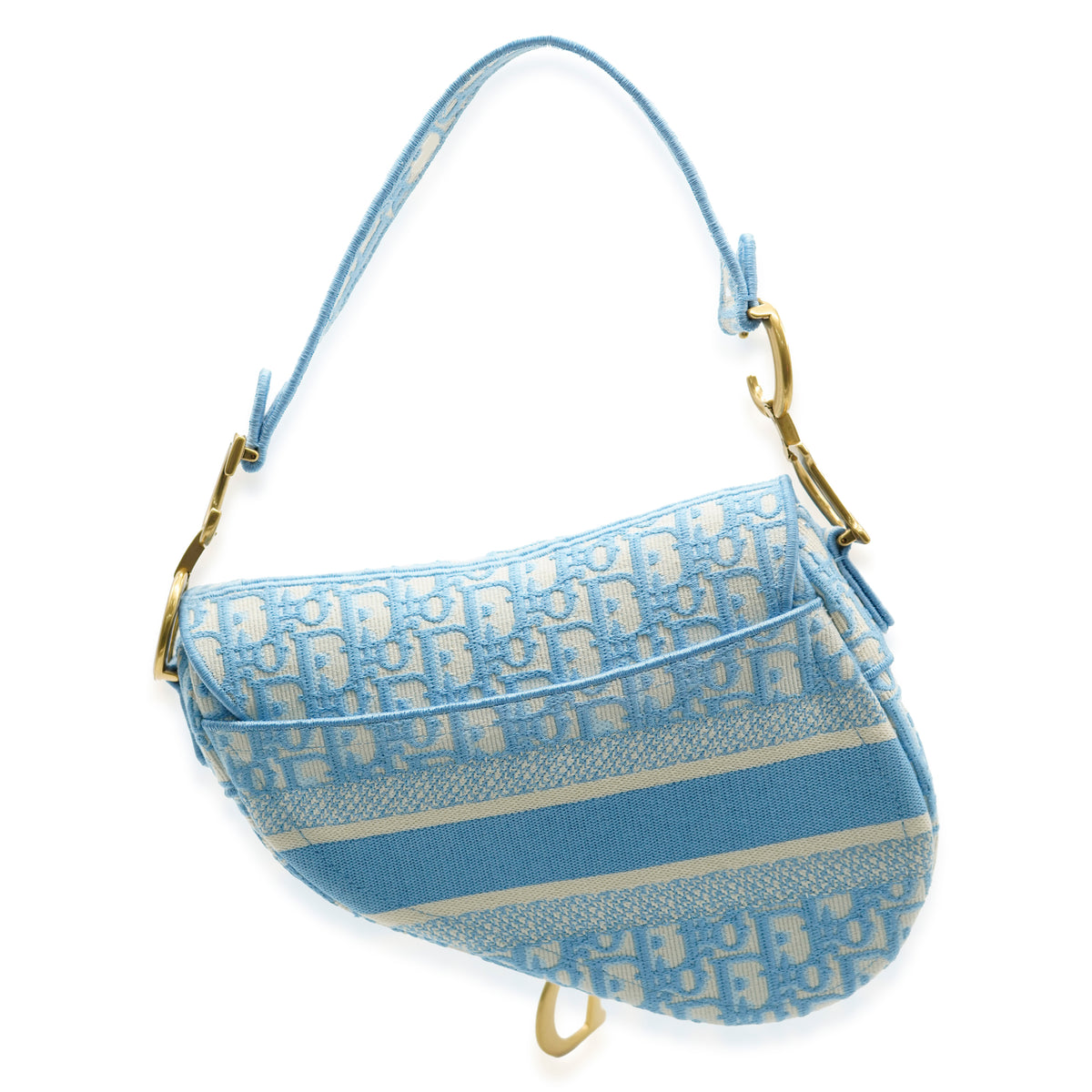 Christian Dior Light Blue Oblique Jacquard Canvas Saddle Bag myGemma Item 139041