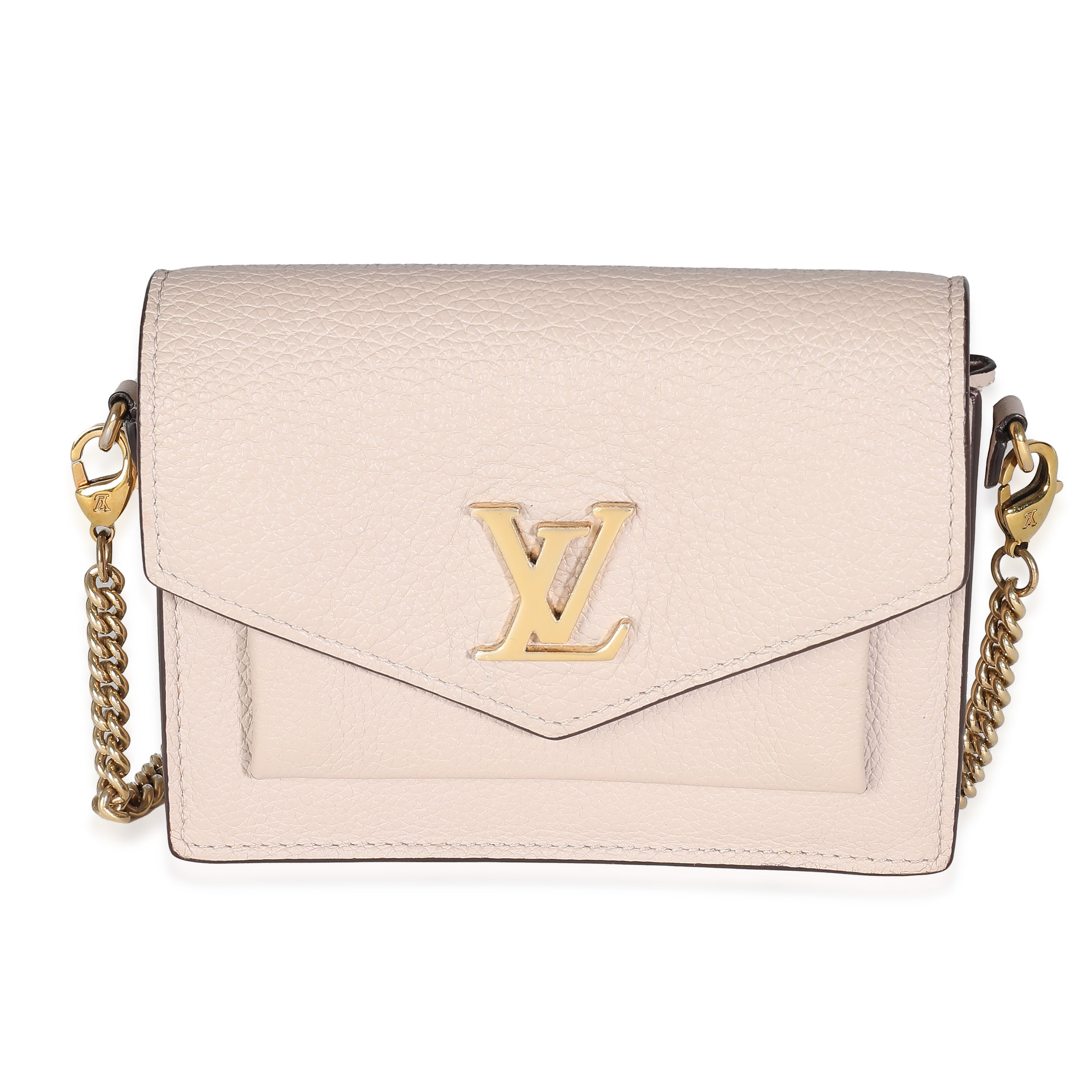 Louis Vuitton Greige Calfskin Mini MyLockMe Chain Pochette