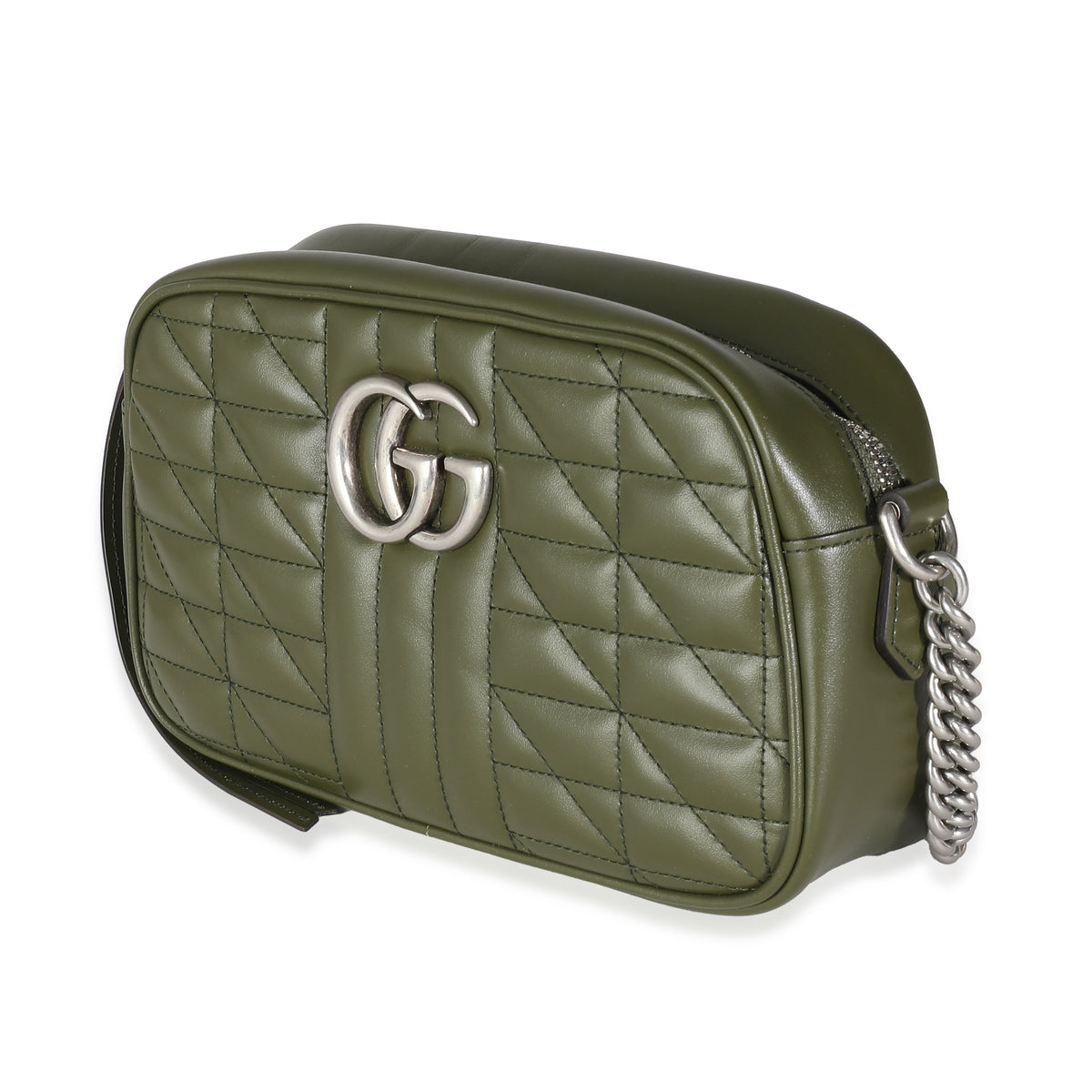 Gucci Green Matelasse Calfskin Small Aria Marmont Bag