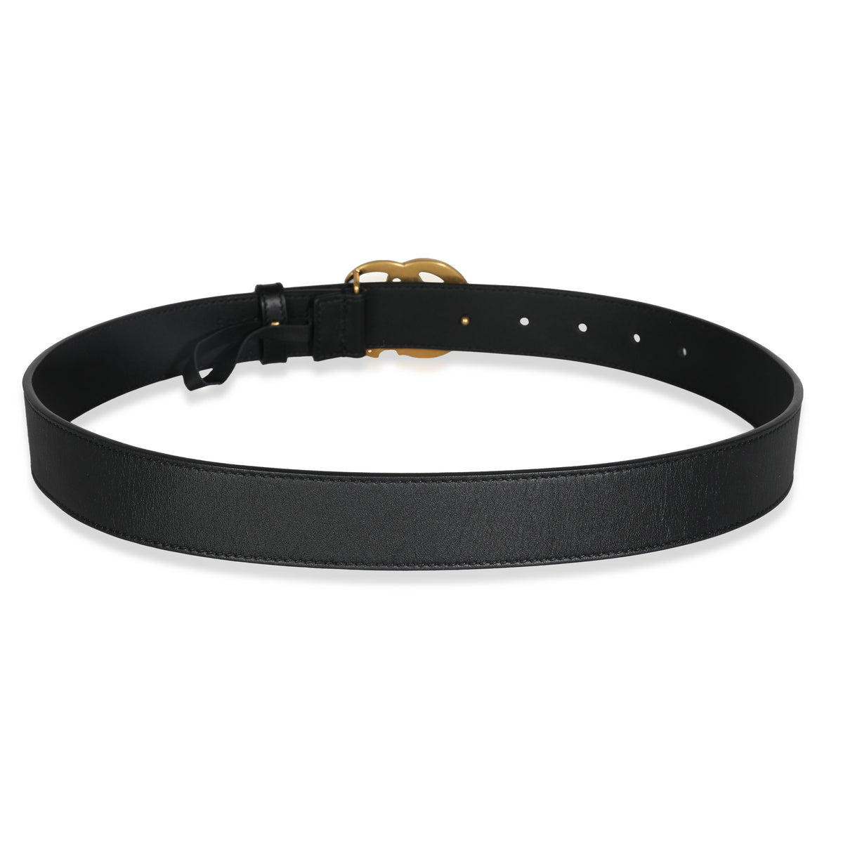 Black Leather Double G Belt