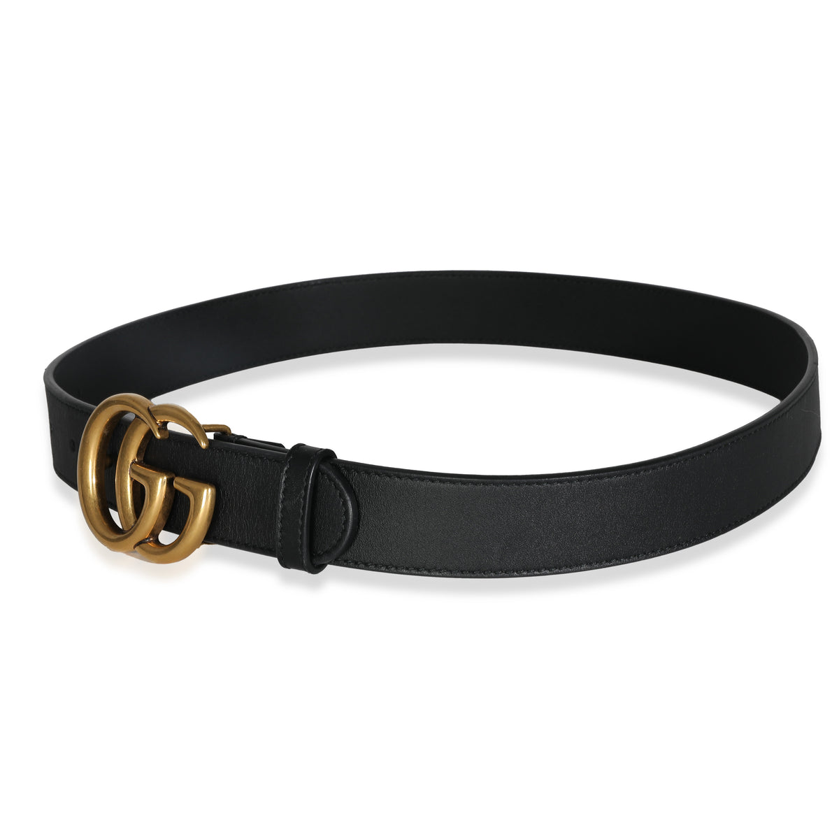 Black Leather Double G Belt