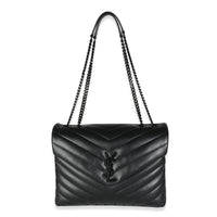 Black Chevron Calfskin Medium Loulou