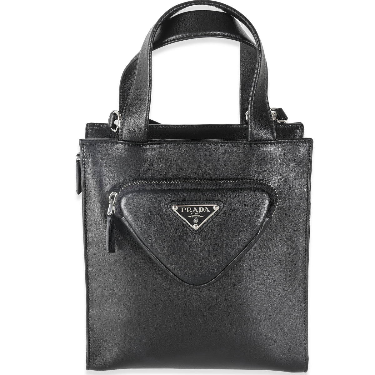 Black Nappa Small Triangle Pocket Tote