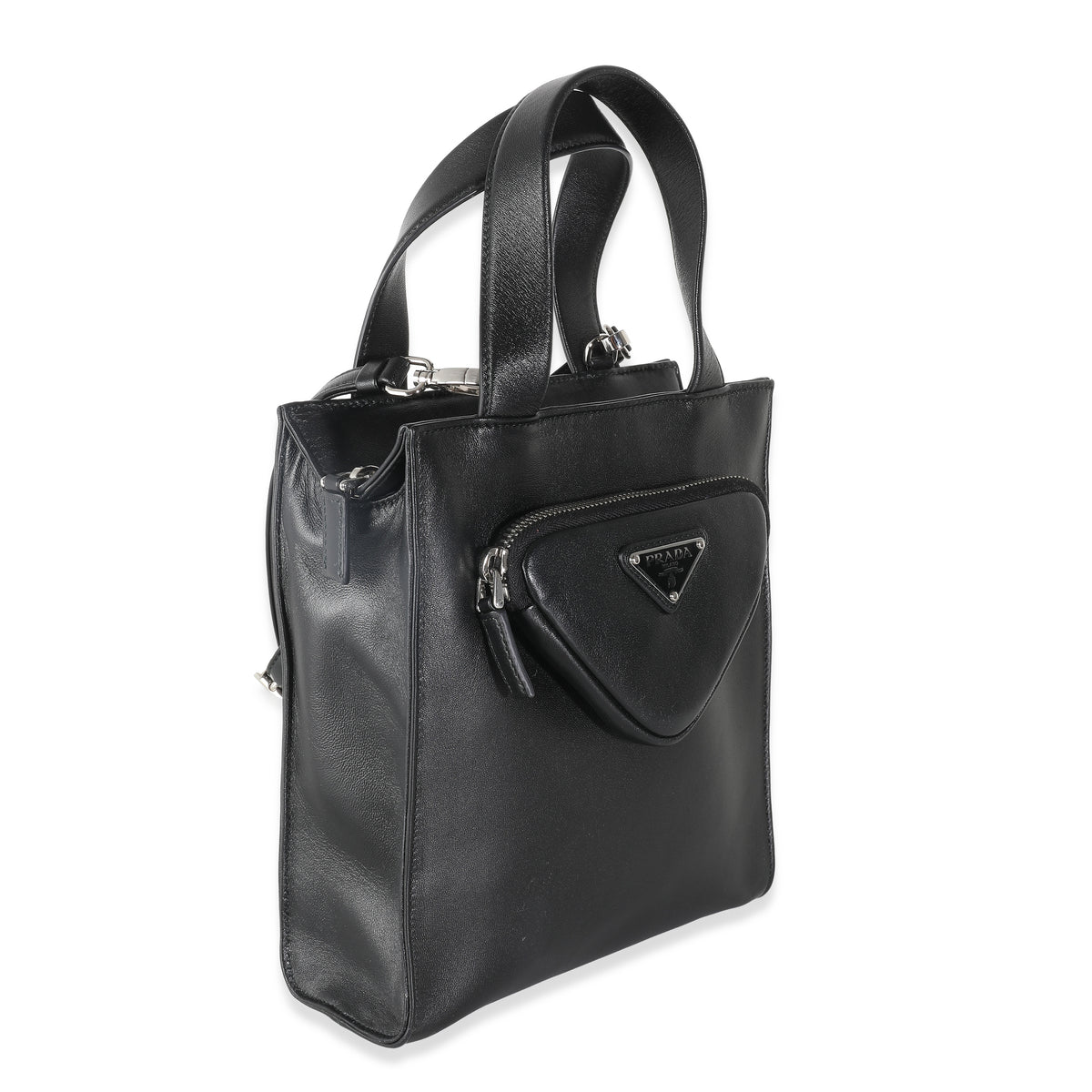 Black Nappa Small Triangle Pocket Tote