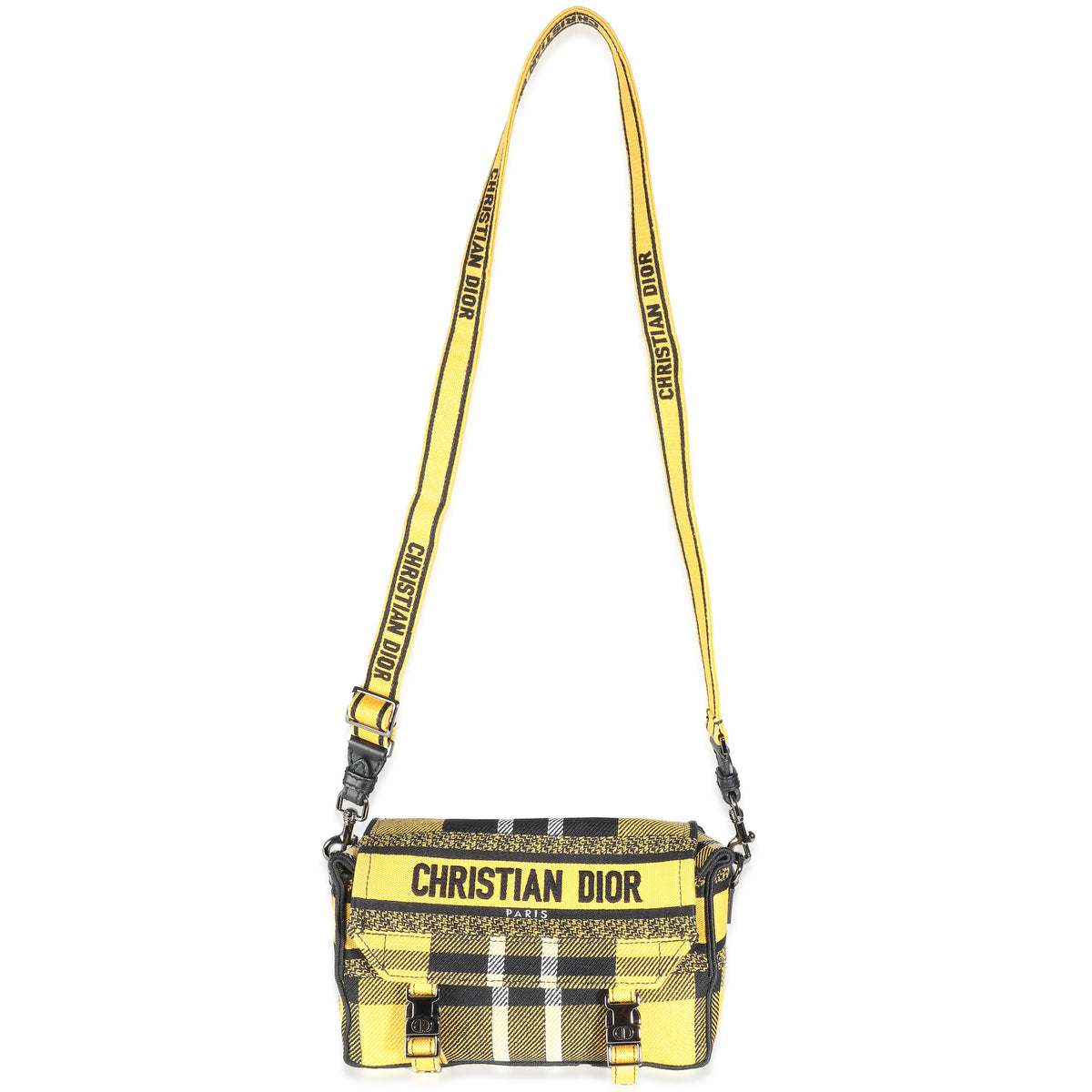 Yellow Tartan Canvas Small Diorcamp Messenger