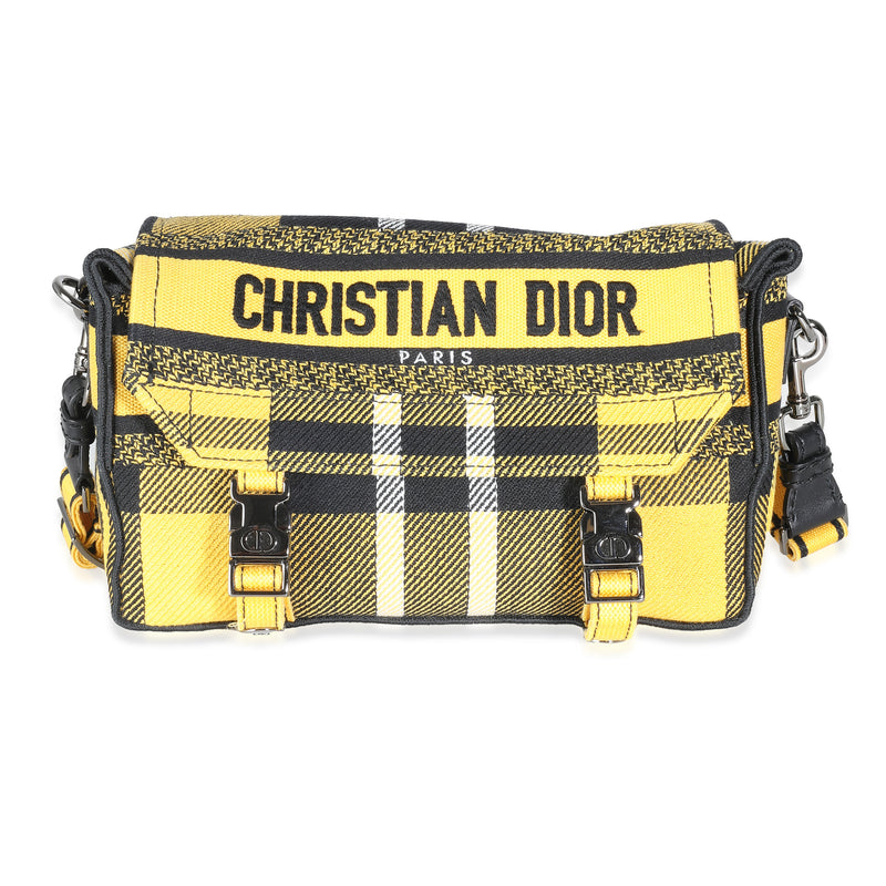 Yellow Tartan Canvas Small Diorcamp Messenger