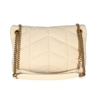 Beige Quilted Nubuck Small Puffer Chain Bag