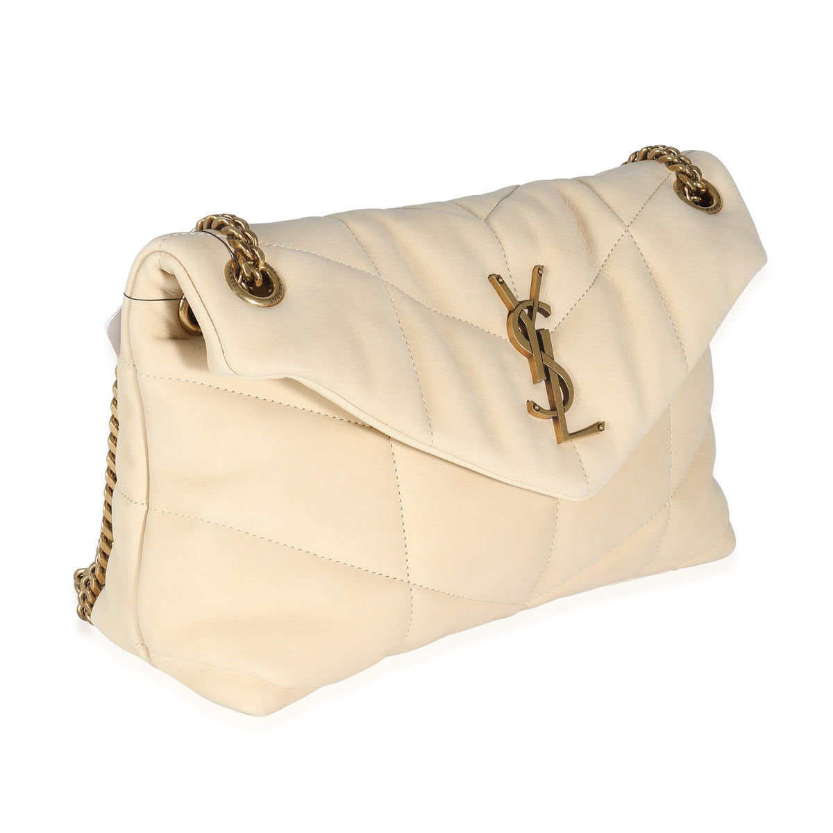 Beige Quilted Nubuck Small Puffer Chain Bag