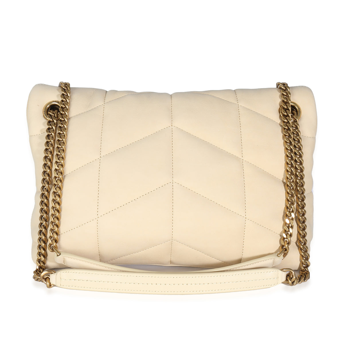 Beige Quilted Nubuck Small Puffer Chain Bag