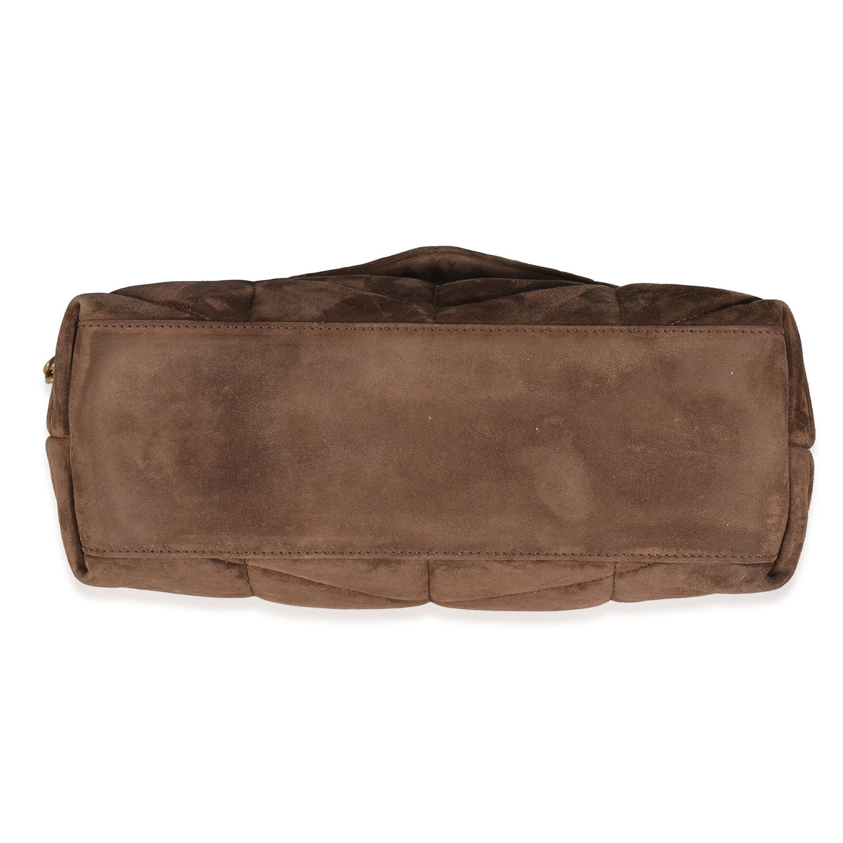 Brown Quilted Suede Small Puffer Bag