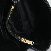 Black Shiny Calfskin Chevron Medium College Bag