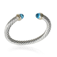 Cable Blue Topaz Bracelet in 14k Yellow Gold/Sterling Silver