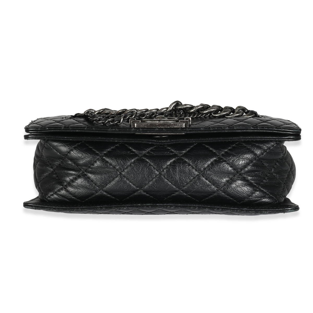 Chanel Black Lambskin Medium Enchained Boy Bag Handbag box
