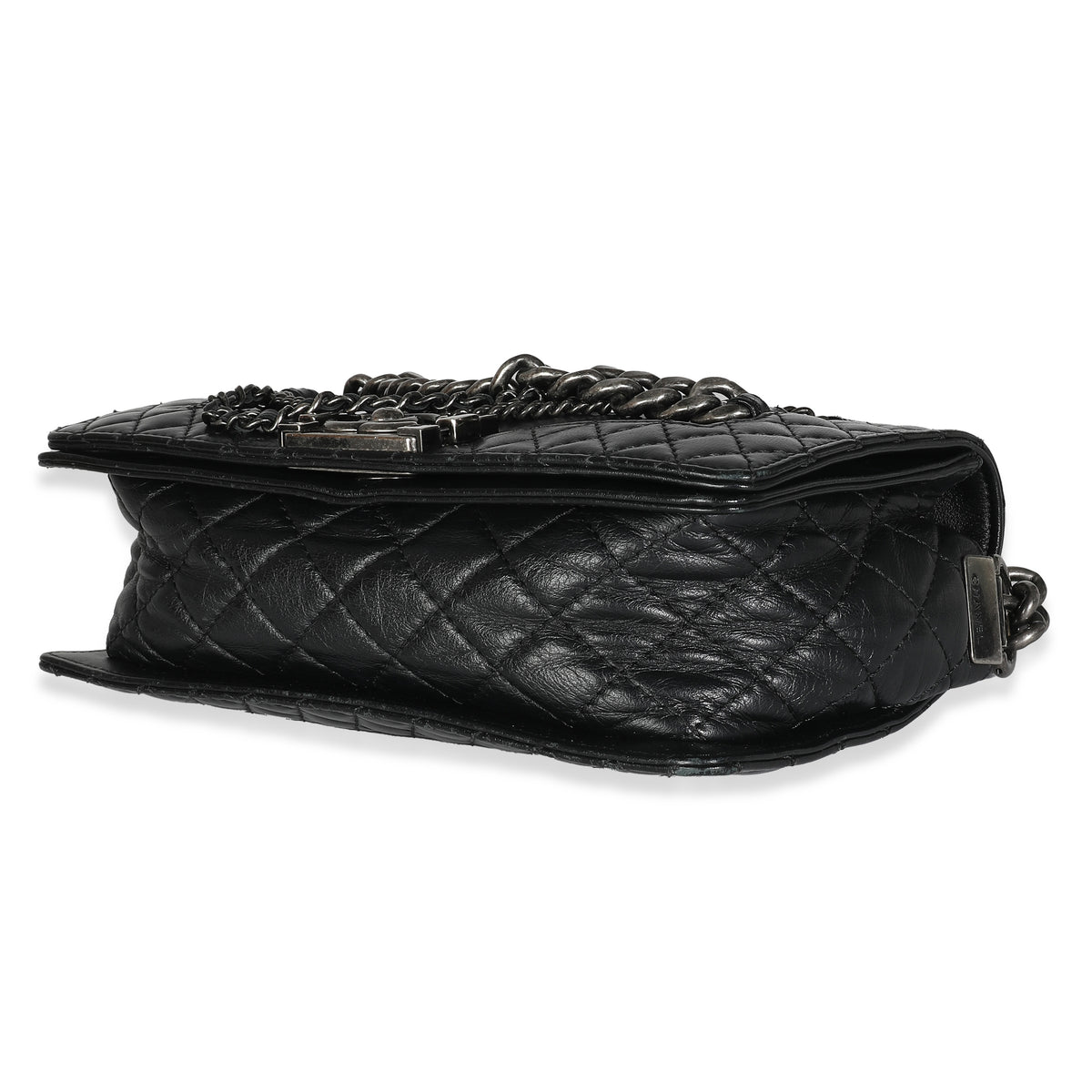 Chanel Black Lambskin Medium Enchained Boy Bag Handbag bv