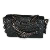 Chanel Black Lambskin Medium Enchained Boy Bag Handbag fv