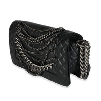 Chanel Black Lambskin Medium Enchained Boy Bag Handbag sv