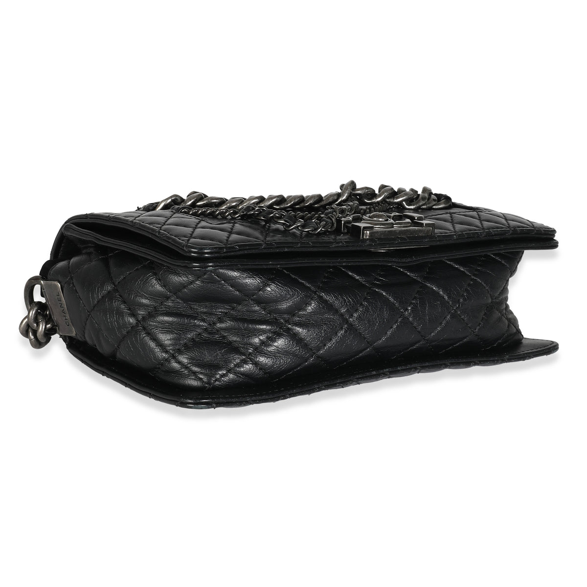 Black Lambskin Medium Enchained Boy Bag