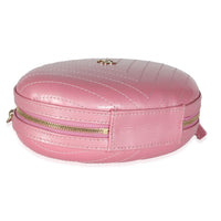 Pink Chevron Calfskin Evening Clutch With Chain