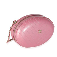 Pink Chevron Calfskin Evening Clutch With Chain