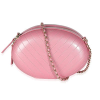 Pink Chevron Calfskin Evening Clutch With Chain