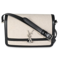 Black Leather Beige Canvas Medium Solferino
