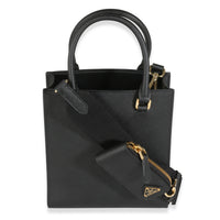 Black Saffiano Lux Embossed Logo Mini Tote