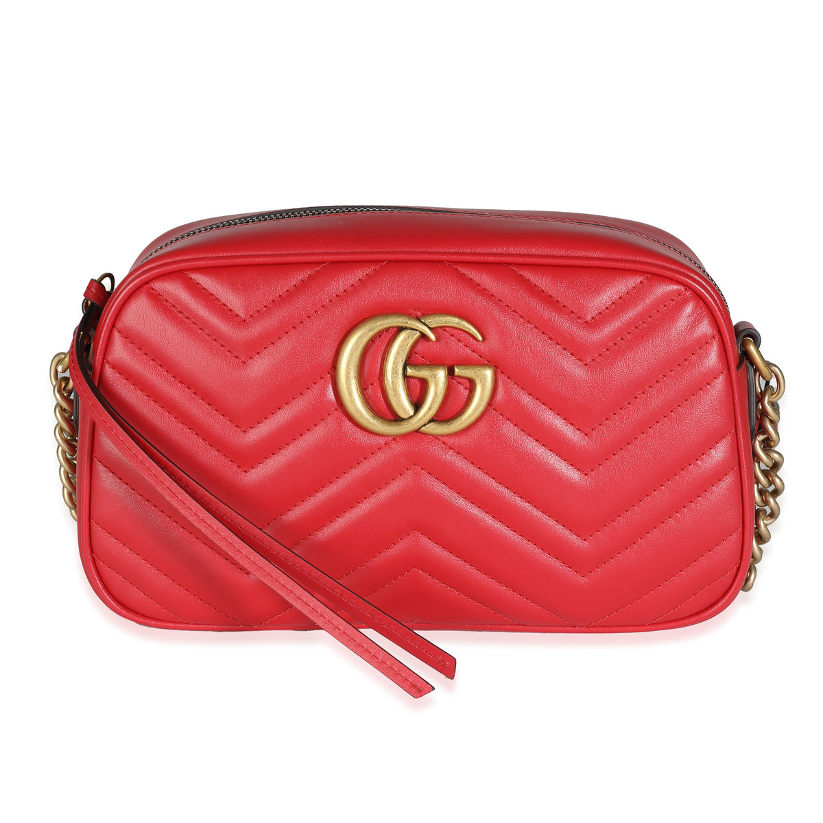 Gucci Hibiscus Red Calfskin Small Marmont Bag