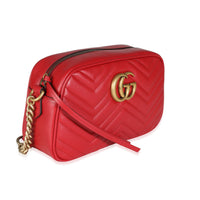 Gucci Hibiscus Red Calfskin Small Marmont Bag