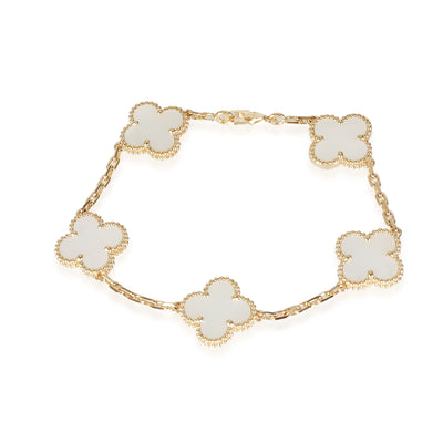 Alhambra Mother Of Pearl Bracelet in 18k Yellow Gold