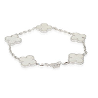 Vintage Alhambra Mother Of Pearl Bracelet in 18k White Gold