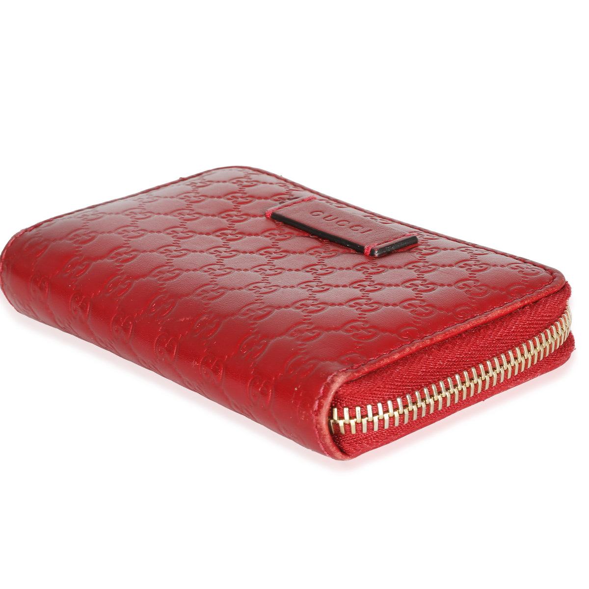 Red Microguccissima Leather Compact Wallet