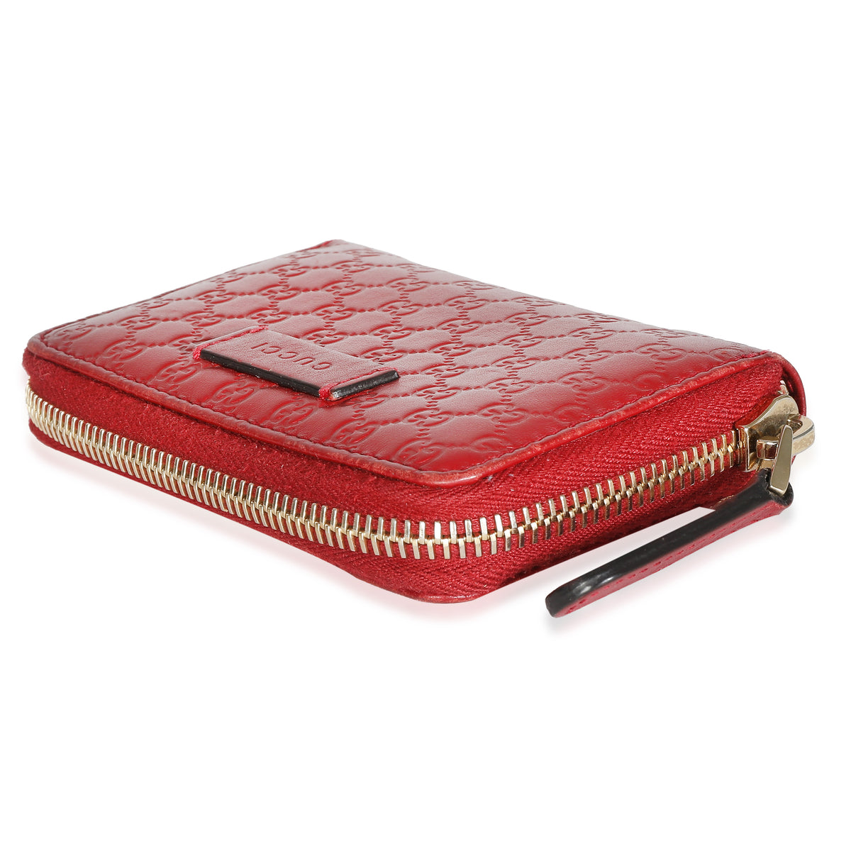 Red Microguccissima Leather Compact Wallet