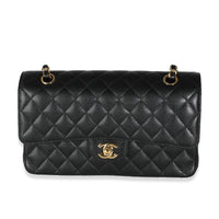 Black Quilted Caviar Medium Classic Double Flap Bag