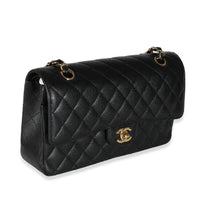 Black Quilted Caviar Medium Classic Double Flap Bag