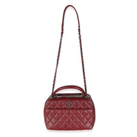 Burgundy Quilted Lambskin Medium Trendy CC Bowling Bag