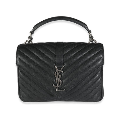 Black Matelasse Chevron Lambskin Medium College Bag