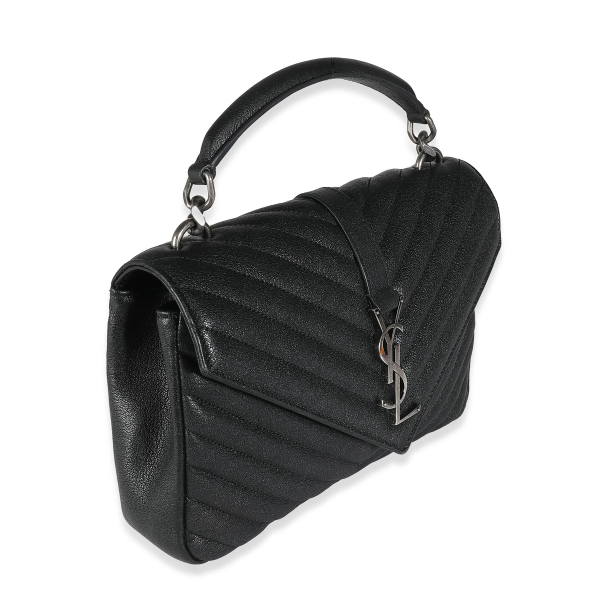 Black Matelasse Chevron Lambskin Medium College Bag