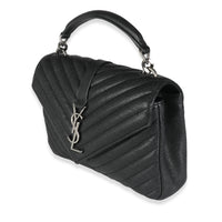 Black Matelasse Chevron Lambskin Medium College Bag