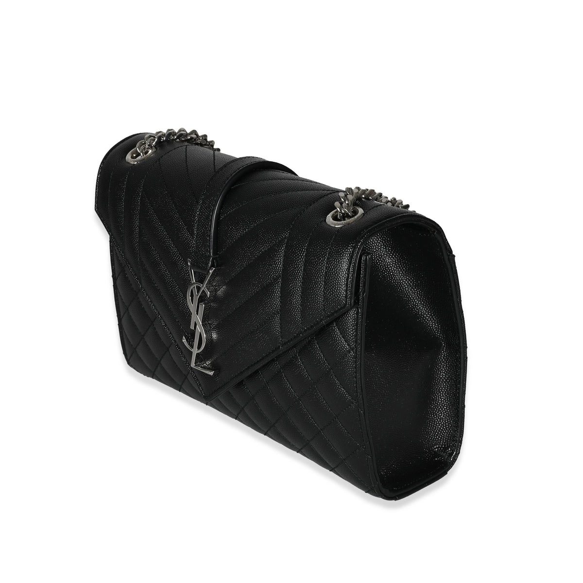 Black Grain De Poudre Triquilt Medium Envelope Shoulder Bag